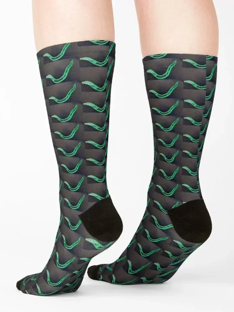 Green Worm Socks christmas stocking hockey happy gift Socks For Men Women's
