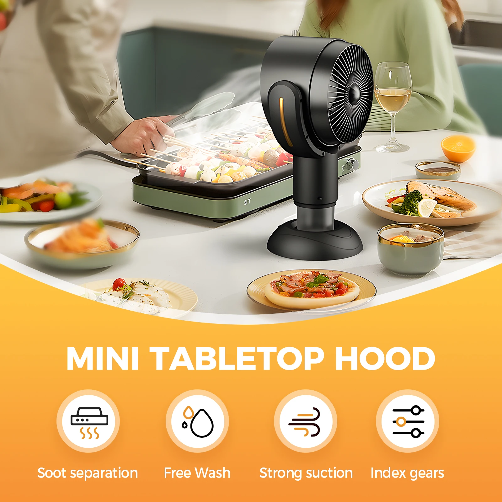Mini Desktop Range Hood Mini Suction Extractor Hood USB Charging Angle-adjustable Camping Picnic Hot Pot Range Hood Kitchen Hood