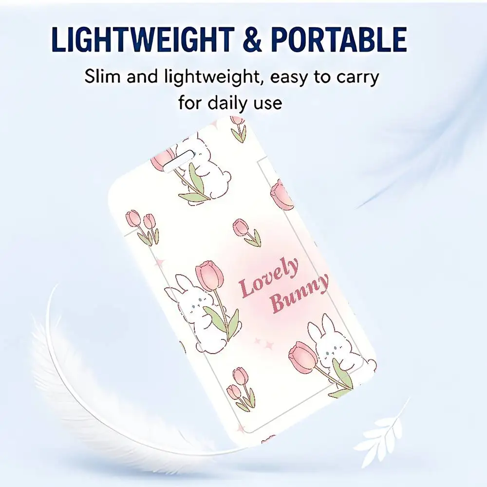 Sweet Bunny ID Card Holder Cute PVC Badge Holder Cartoon Card Cover Student ID Bus Card Case With Clear Window