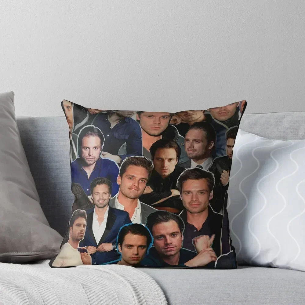 Sebastian Stan Photo Collage Blankets Sebastian Stan Photo Collage Pillow Sebastian Stan Photo Collage Tshirt Throw Pillow