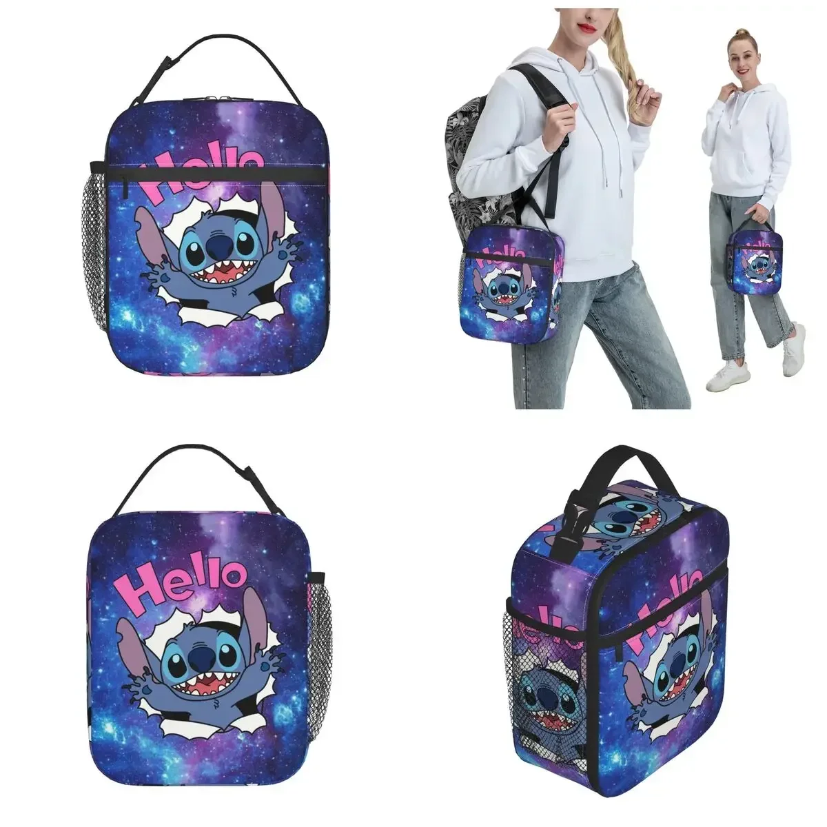 Space Stitch Perfect Gift Insulated Lunch Bag Thermal Bag Reusable Lilo and Stitch Portable Tote Lunch Box Men Women Work Picnic