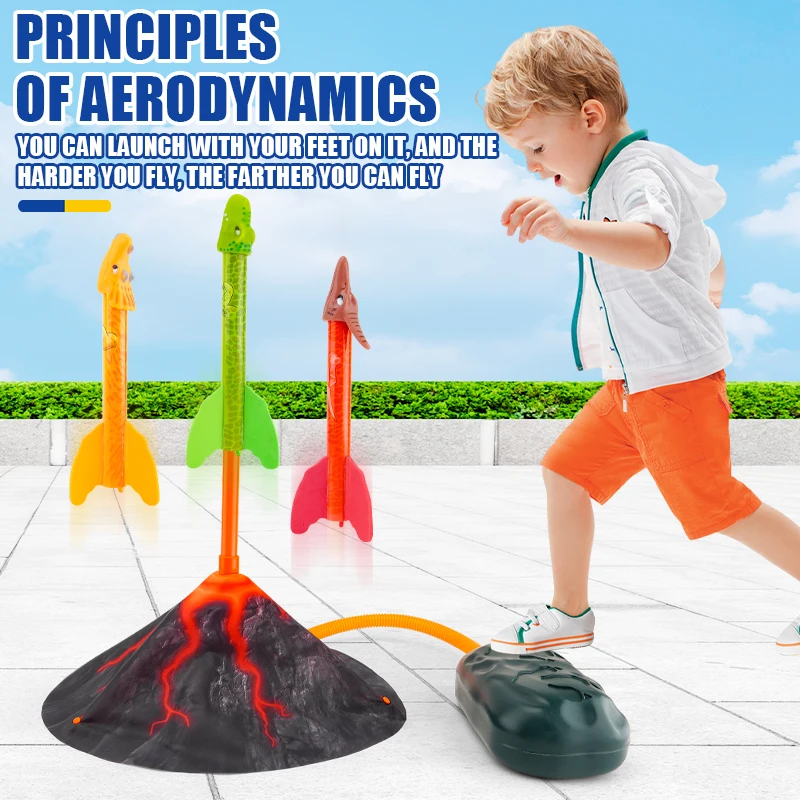 Flying Dinosaur Kids Foot-powered Rocket Launcher Outdoor Ejection Flying Launch Cannon Outdoor Sports Toy