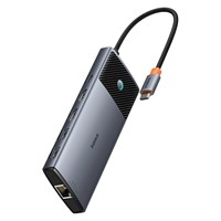 HUB 10 in 1 Baseus Metal Gleam II USB-C - HDMI 4K 120Hz / HDMI 4K 60Hz SD Reader, TF/USB-C-Gray