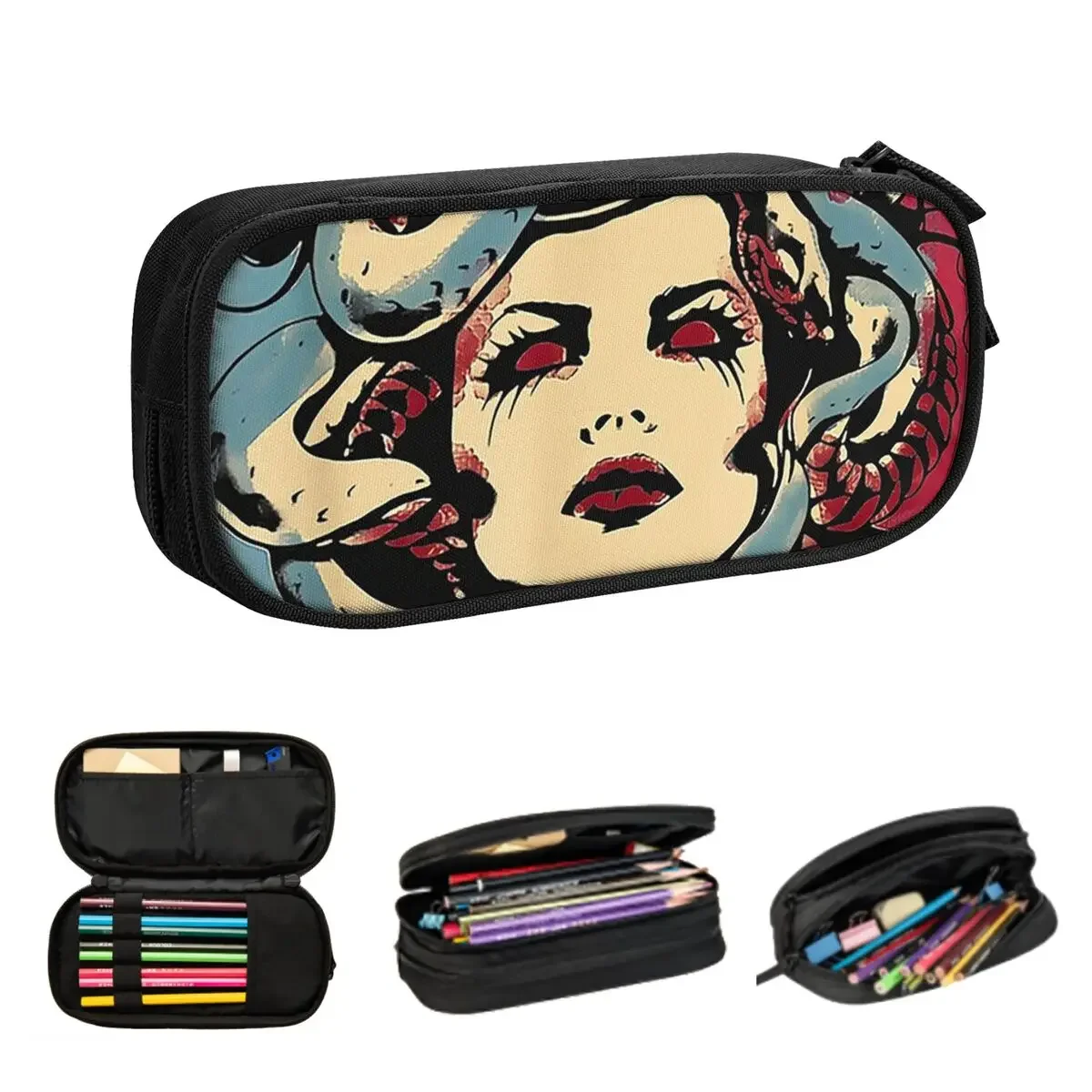 

Ancient Greece Medusa Gorgon Vintage Style Pencil Cases for Students Pen Box Pencil Bag Large Capacity Pencil Pouch Pen Holder