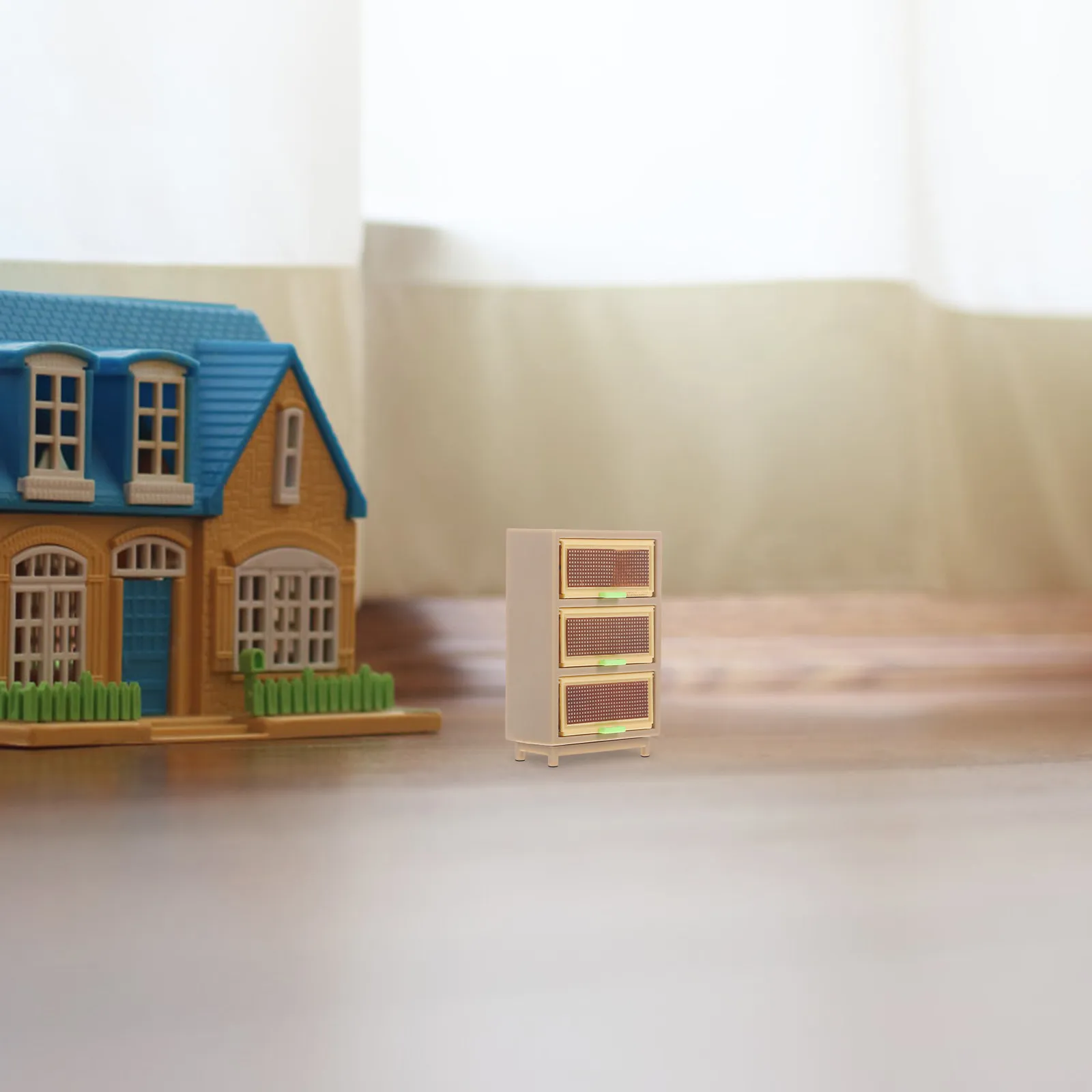 

2 шт. миниатюрных шкафчиков-ящиков с яркими деталями и натуральной текстурой, мебель для мини-домиков, миниатюрный кухонный шкаф