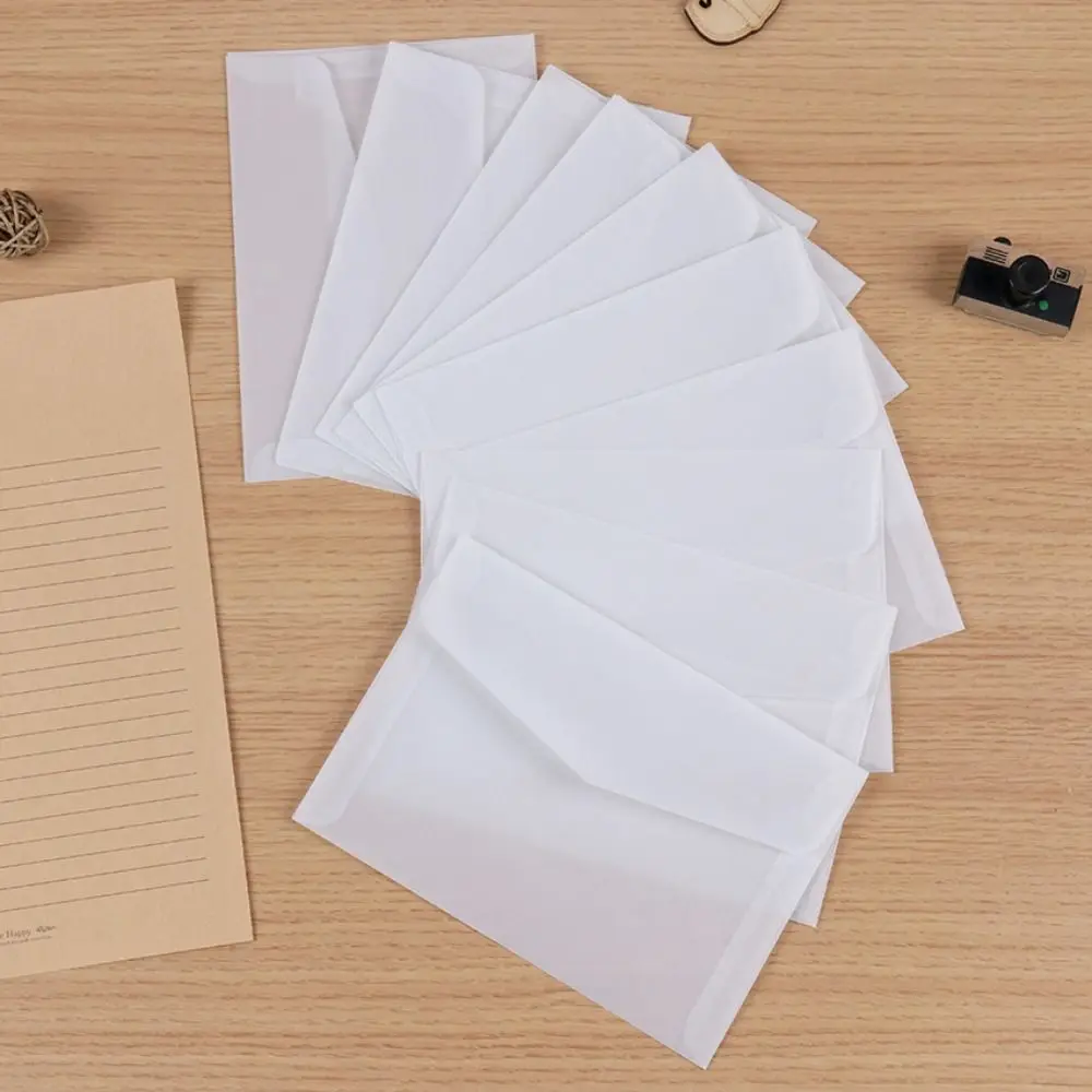 10Pcs Semi-transparent Sulfuric Acid Paper Envelopes Vintage Letter Blank Envelope for Wedding Invitation Gift Packing