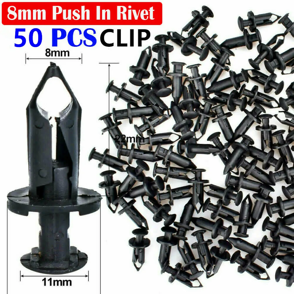 50x Fender Rivet Retainer Fastener Mud Flaps Bumper Push Pin Clips 8mm 5/16