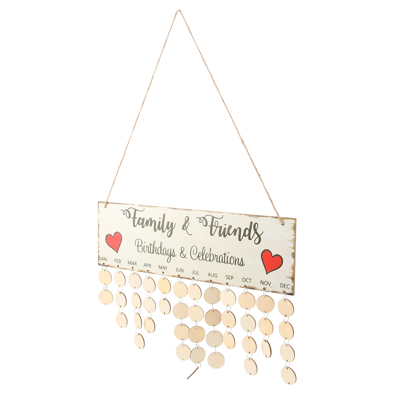 

Wooden Calendar Board 40x12x0 5cm Colorful Discs Birthdays Celebrations Wall Decor Birthday Calendar Family Gifts