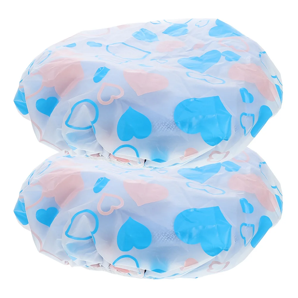 

Cute Heart Print Thickened Bath Caps for Women Quick Absorption Reusable Shower Cap Sky Fleece Hair Drying Travel Gym