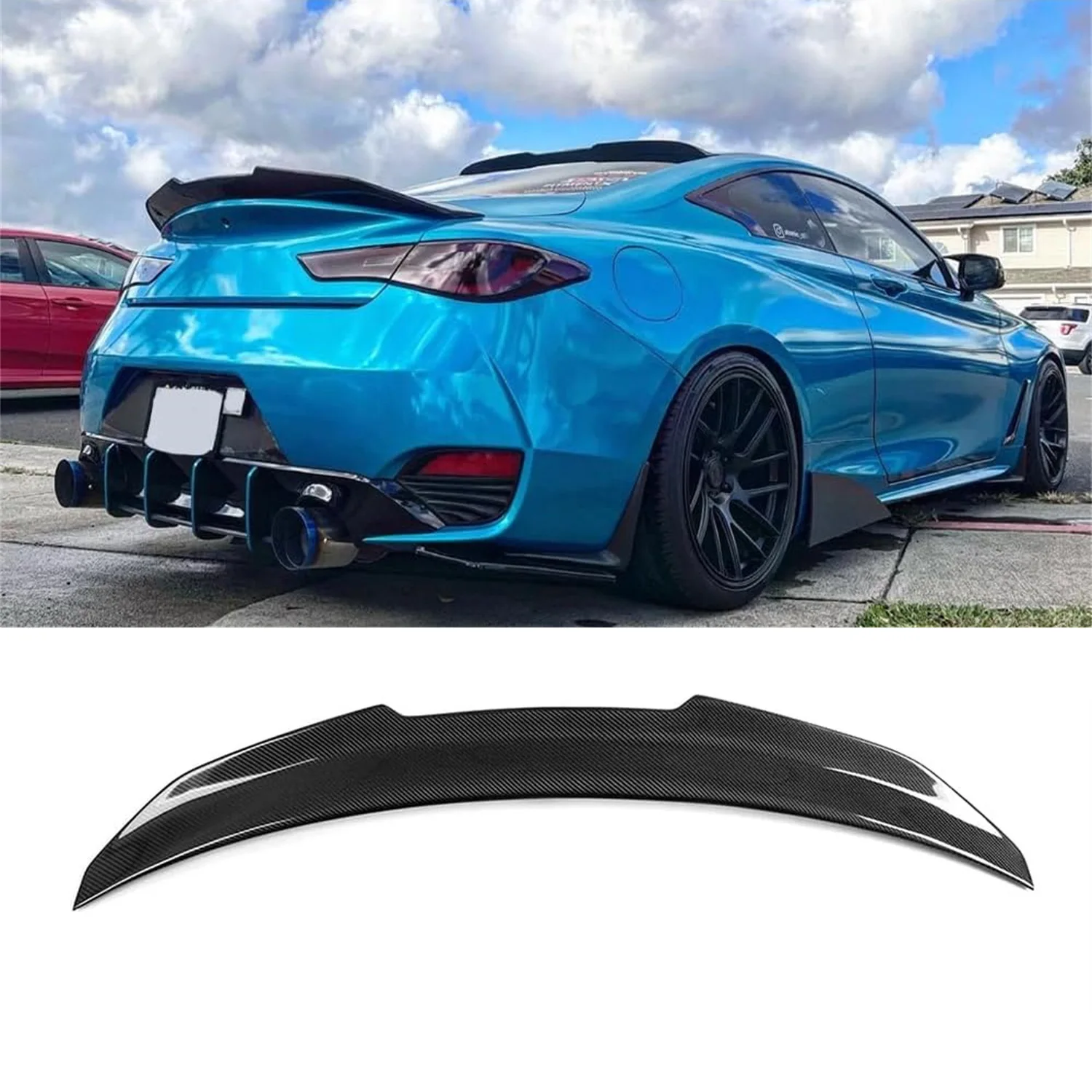 Car Rear Trunk Spoiler Wing for Infinity Q60 Q60S 2017-2022 Rear Roof Diffuser Tail Fin Protector Guard Board Lid Accessories