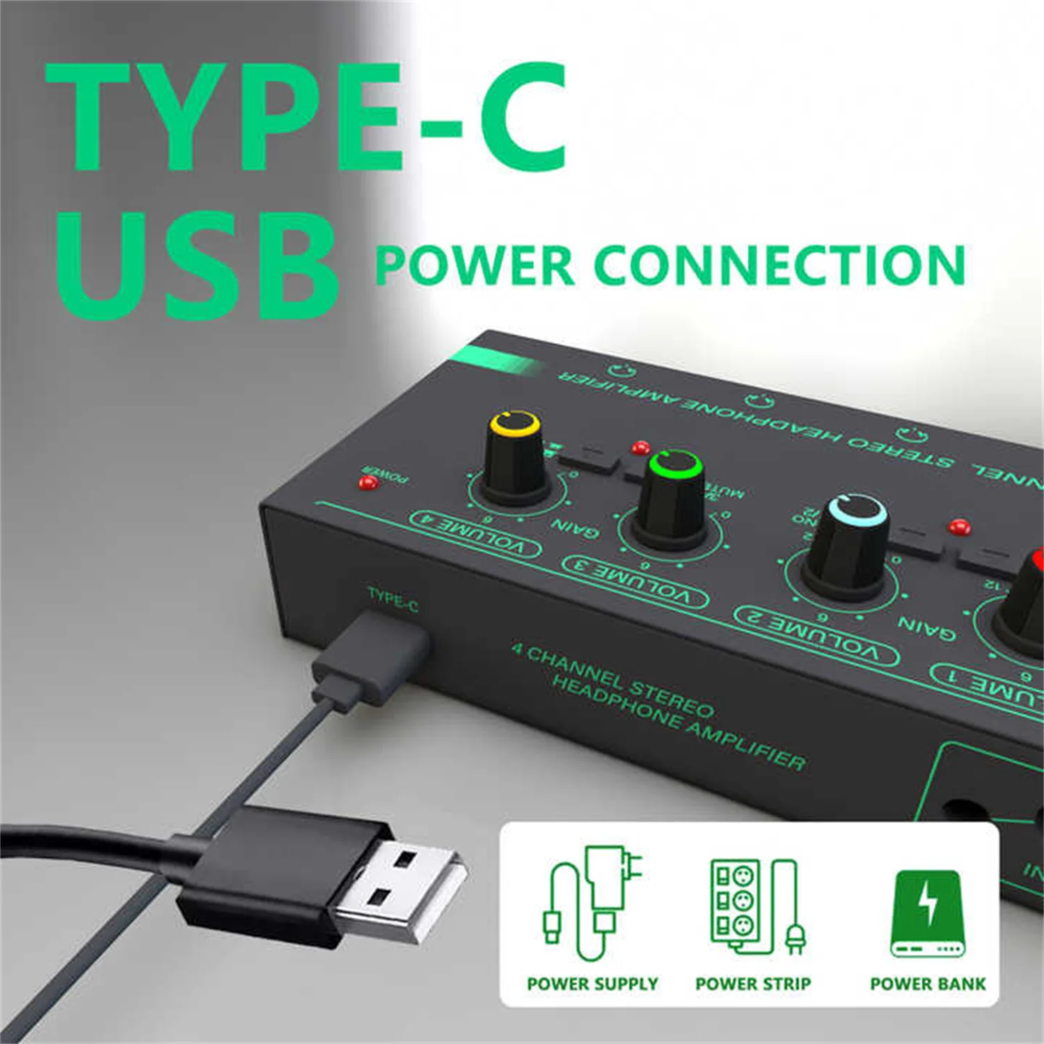 GAX-PX400 4-قناة مضخم ضوت سماعات الأذن أحادية مفتاح ستيريو صغير إشارة الفاصل ميكروفون ميكروفون أداة