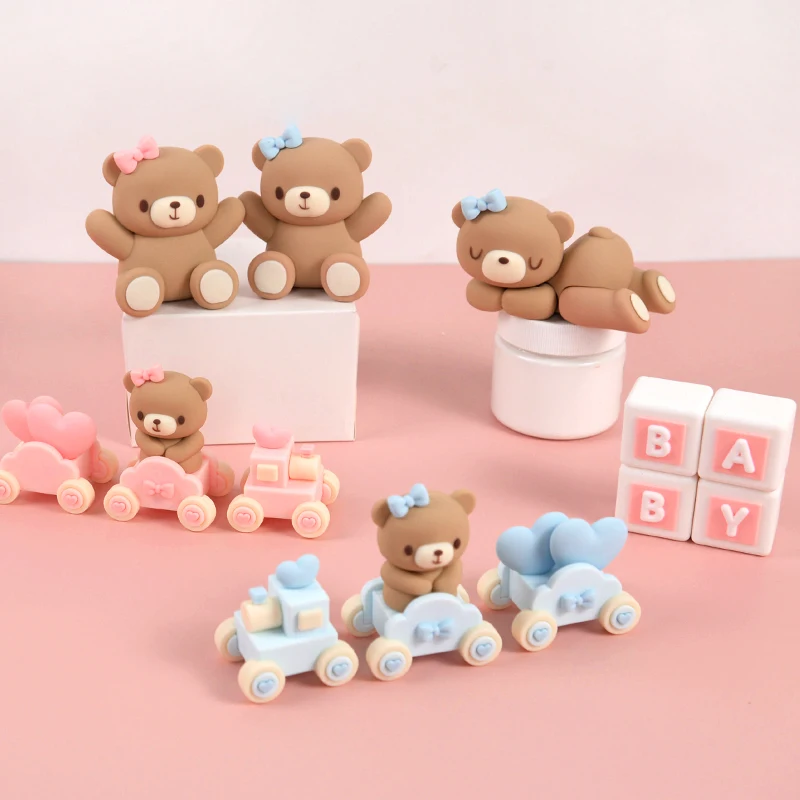 

1piece Cartoon Bear Baby Shower Birthday Party DIY Cake Decoration Accessories Boy Girl Gender Secret Party Cupcake Decoration