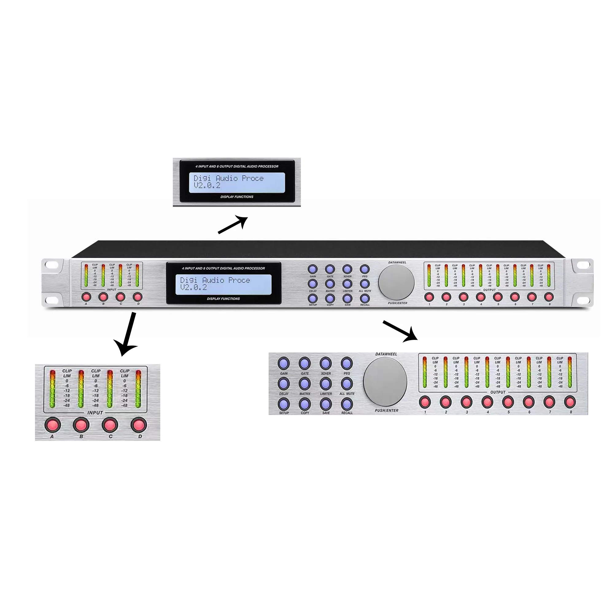 Processador audio profissional, sistema profissional do controlador sadio para a fase do karaoke, efeitos de Digitas, A4080X