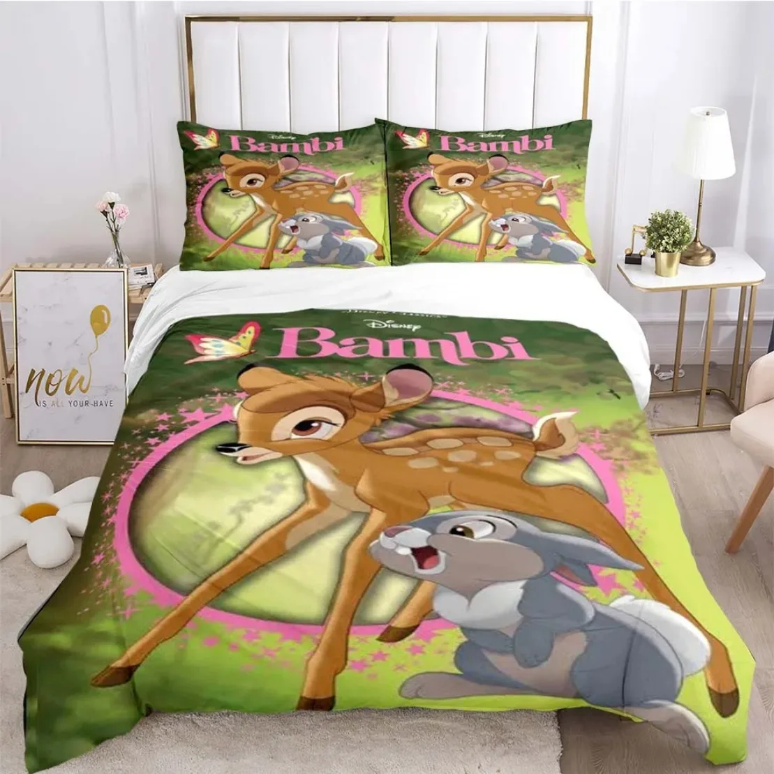 Children's Bedding Set,Bambi quilt cover,Bambi Bedding Set,Cartoon Quilt Cover with Zipper and Pillowcase