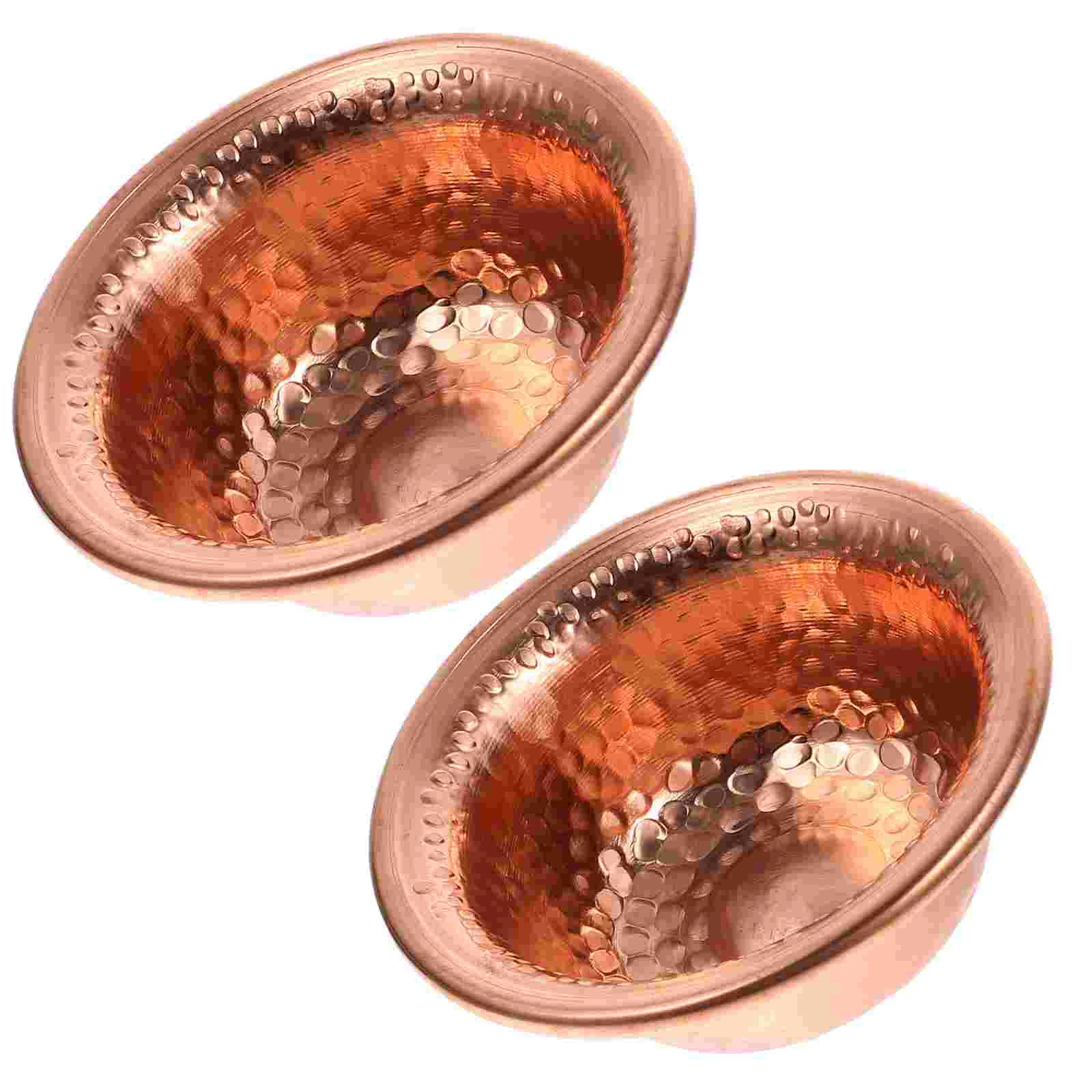 2 Pcs Sound Bowl Meditation Altar Water Copper Holy Cup Temple Offerings Rose Gold Hall