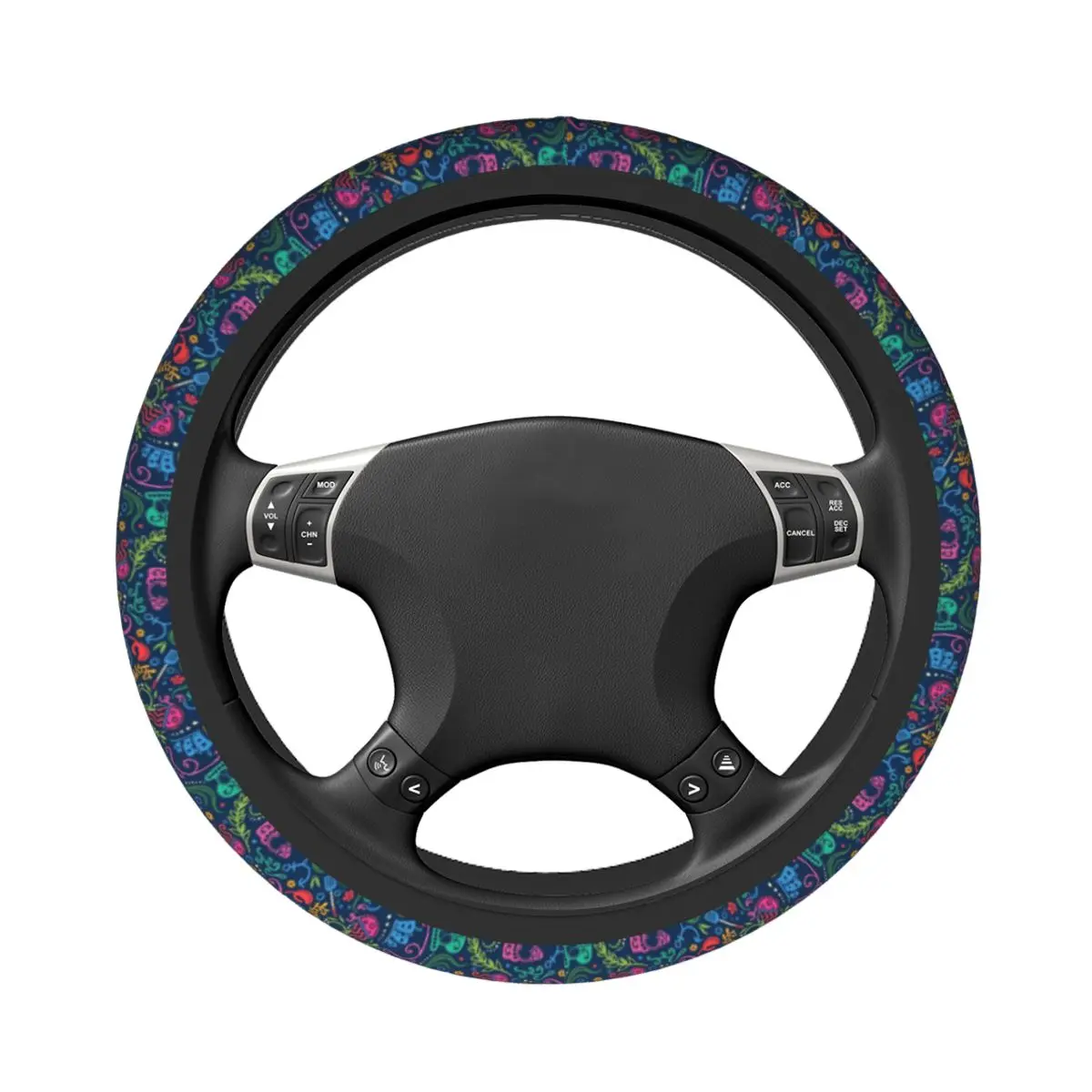 SpongeBobed Car Steering Wheel Cover 37-38 Anti-slip Steering Wheel Protective Cover Colorful Car-styling Car Accessories