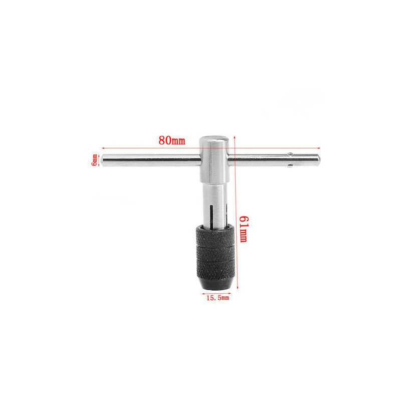 Adjustable Ratcheting Tap Wrench T-Handle Reamer Hand Tool Steel Home easy-M6 Useful Accessories Part Brand new