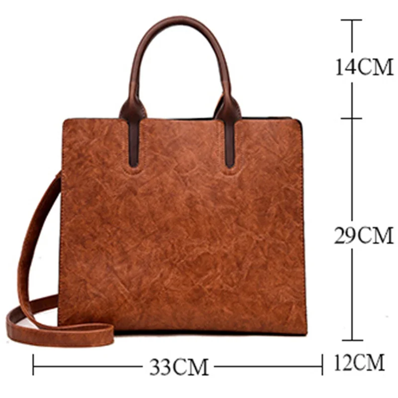 Vintage OIL SKIN Leather Big Casual Tote women bags High Quality Women\'s Handbags Shoulder Crossbody Bag Messenger Bags sac