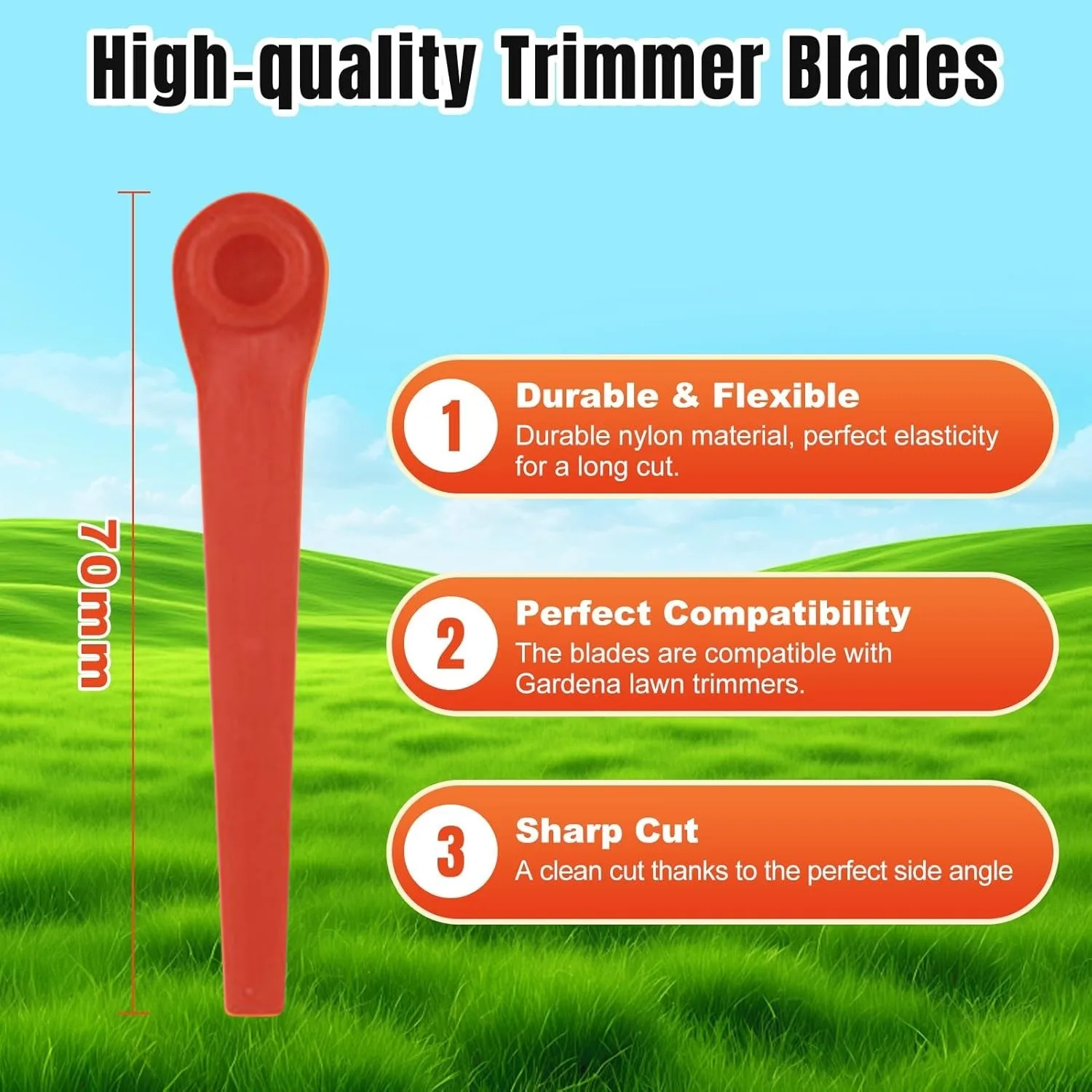 100Pcs 7mm Plastic Blades Cutter for EasyCut Li-18/23R ComfortCut Li-18/23 R Cordless Strimmer Trimmer Lawn Mower Replacements