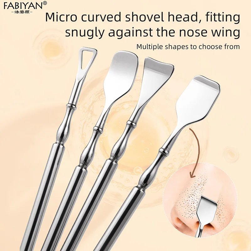 ダブルヘッドステンレス鋼ブラックヘッドリムーバーシャ​​ベルスキンケア女の子にきびにきび除去ツール鼻フェイシャルケアツール