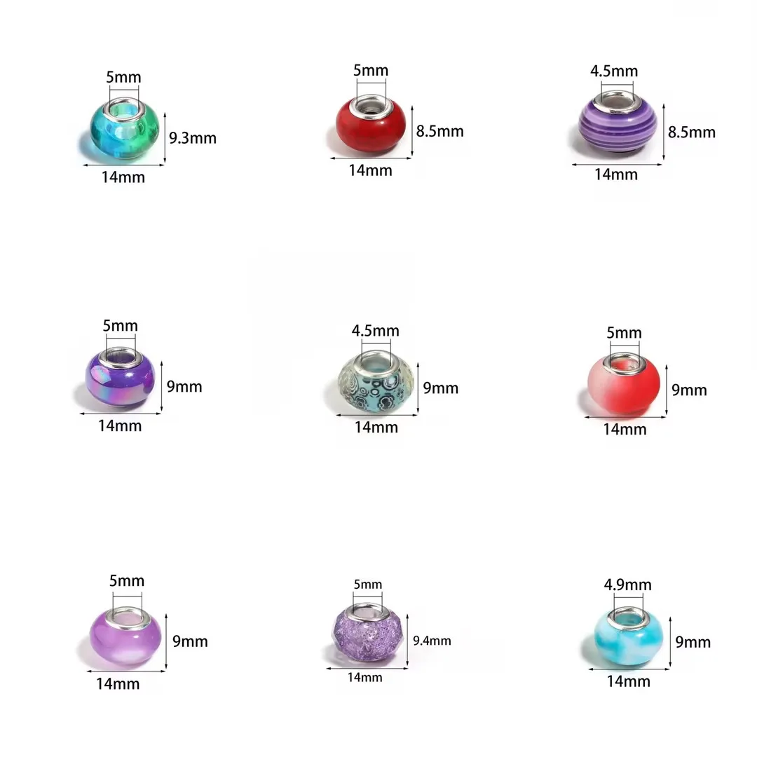 20 Stück/Set 9x14mm Zweifarbige Großloch-Harzperlen Anhänger Lose Zwischenperlen für Schmuckherstellung Zubehör DIY Halskette Armband – Detail 1