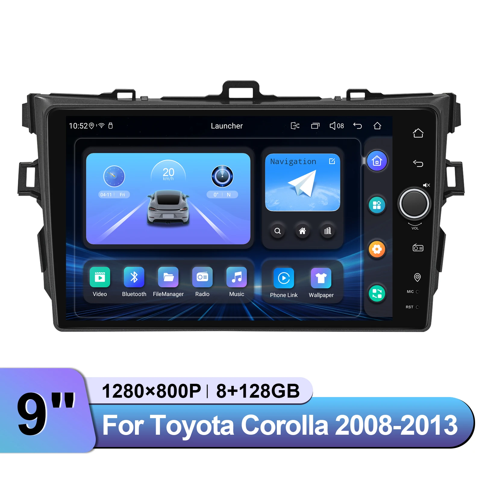 JOYING 9 بوصة HD تعمل باللمس راديو السيارة ستيريو لتويوتا كورولا 2008-2013 التوصيل والتشغيل يحافظ على عجلة القيادة OEM مع CarPlay