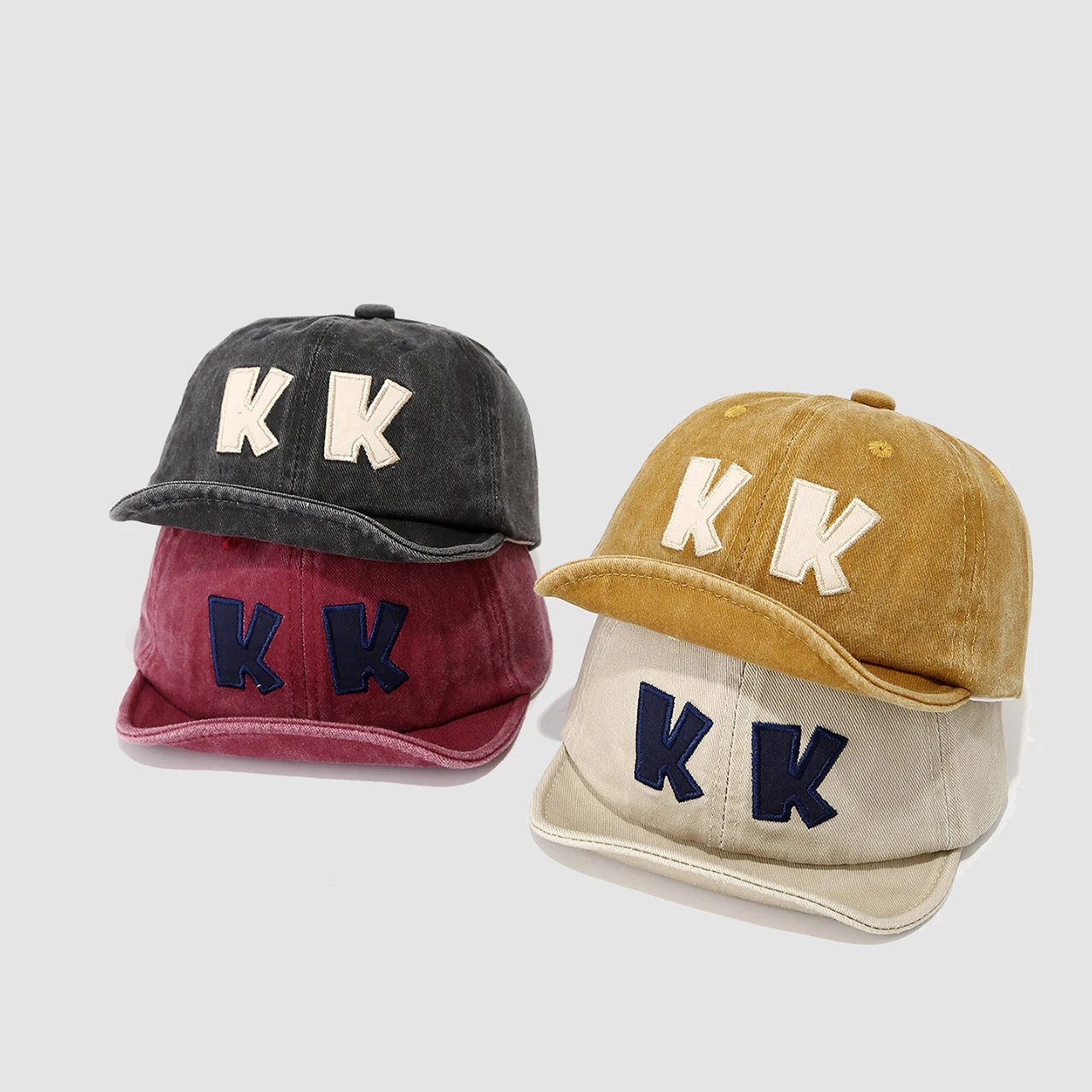 

Retro Denim Basebll Cap for Baby Solid Color Letter Sun Visor Hat Spring Summer Soft Brim Kids Boy Girl Peaked Caps