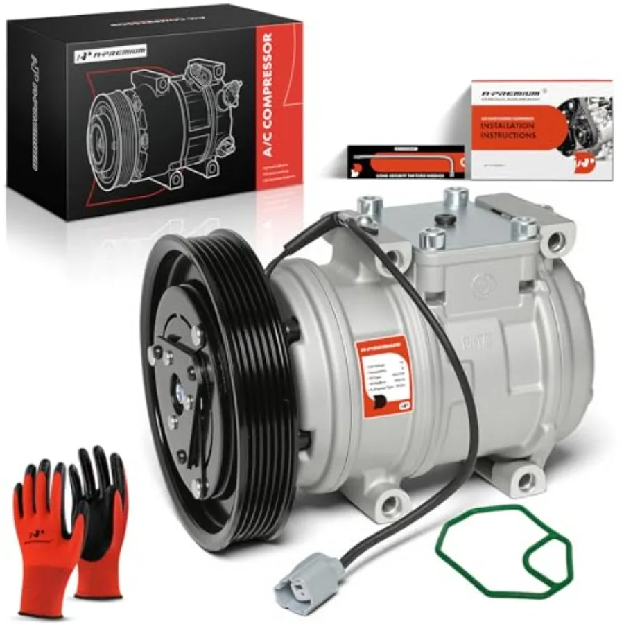 

A/C Compressor with Clutch for Automotive Use, Aluminum Housing, Black Finish, High-Efficiency Cooling Performance
