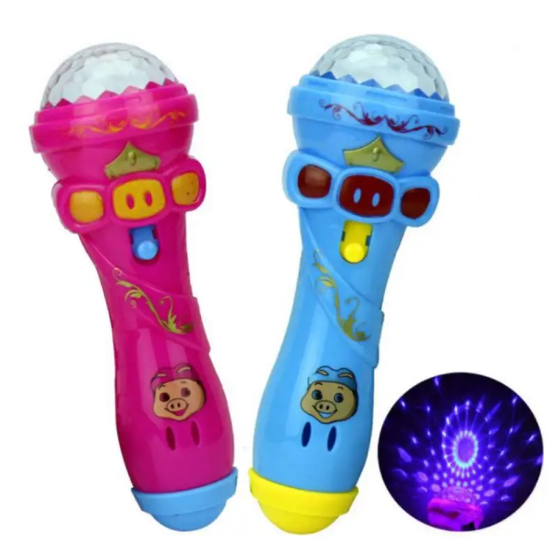 Kids Toy LED Light Flashing Projection Microphone Torch Shape Kids Boy Girl Cute Glow Toy Gift Dropshipping TSLM1