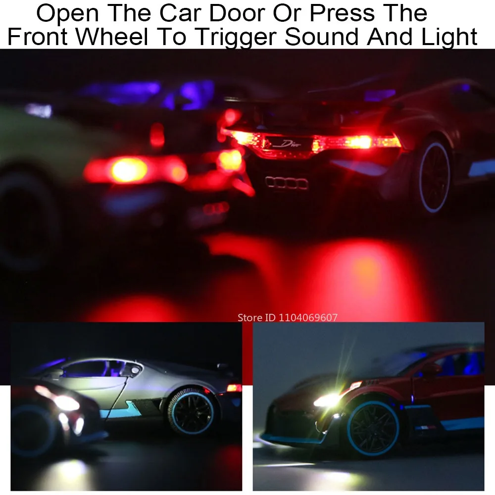 Maßstab 1:32 DIVO BOLIDE Miniatur-Supercar-Modell, Spielzeug, Legierung, Druckguss, Sportwagen, Ton, Licht, Türen, geöffnet, zurückziehen, für Jungen, Geschenke