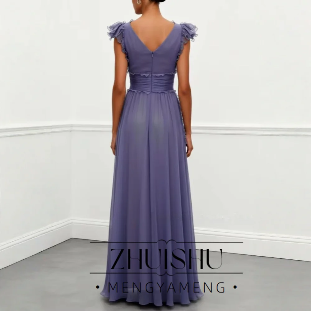 Customized Ruffled Chiffon Mother of Birde Dresses 2026 for Women Wedding V Neck A Line Elegant Evening Dress Ruched Prom Gowns