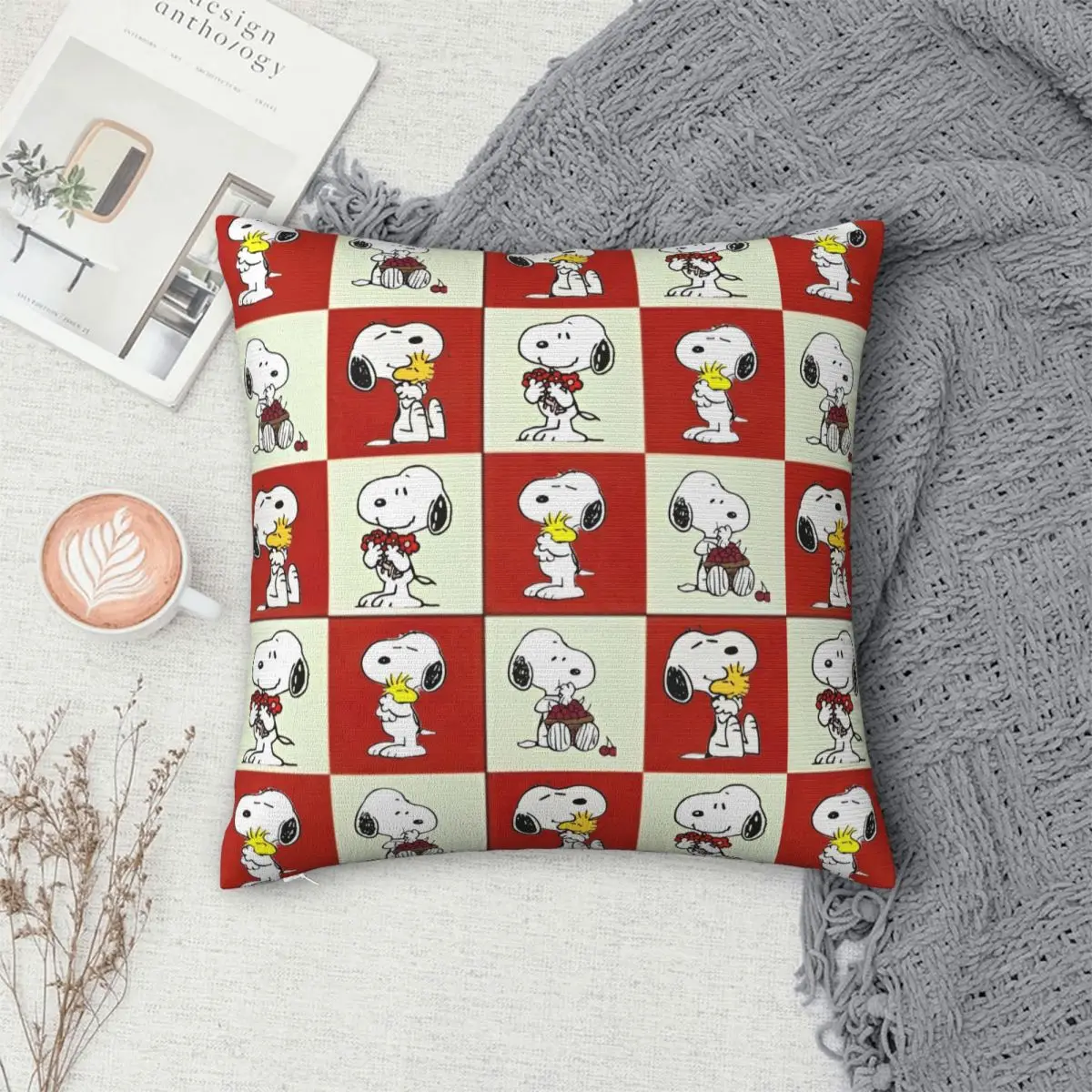 سنوبي وودستوك كيس وسادة غطاء الوسادة الكرتون الجدة انغلق ديكور رمي كيس وسادة غطاء للسيارة 18"