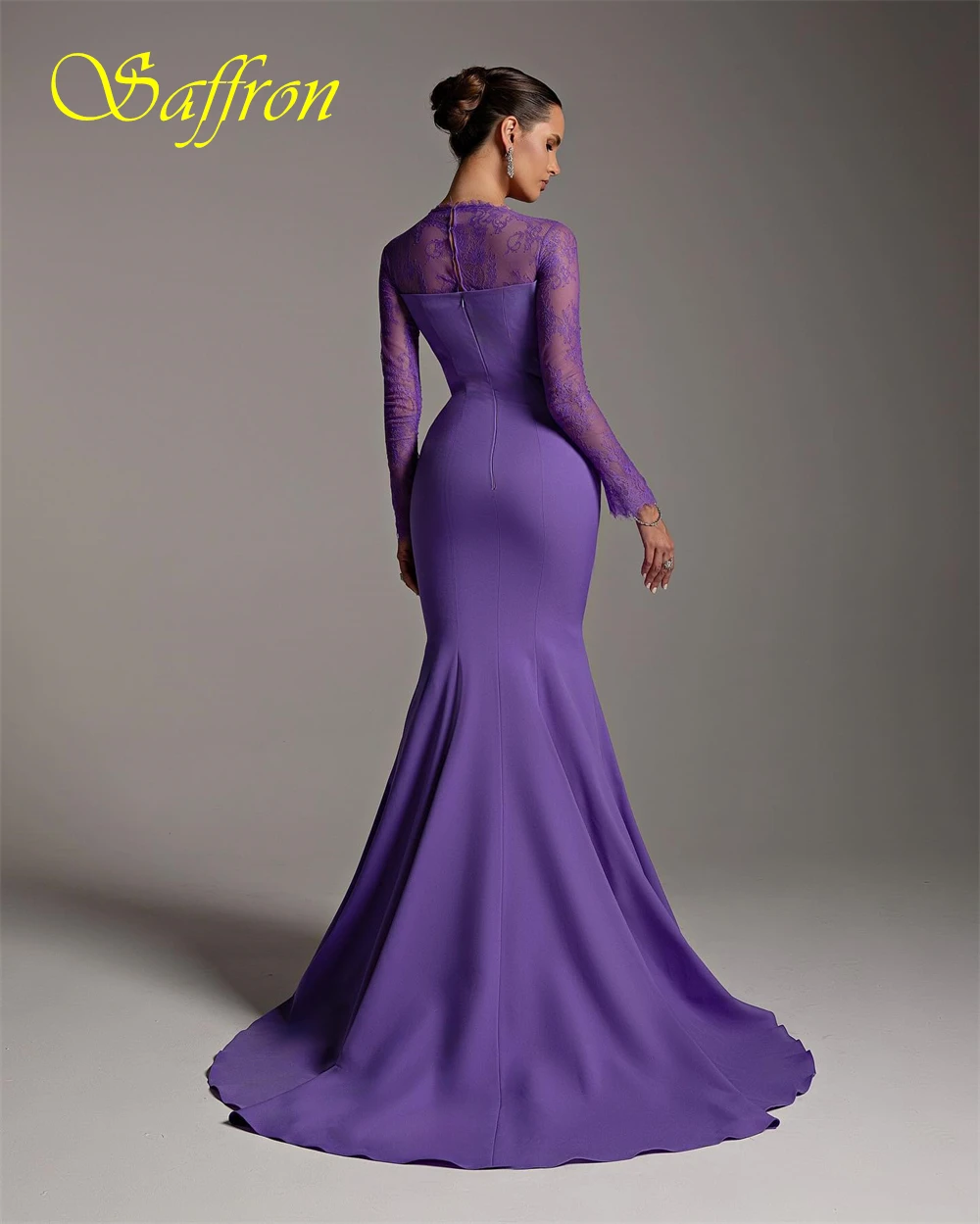 Vestido de noche de sirena de Jersey de manga larga con cuello barco personalizado, vestidos de fiesta con tren de barrido, vestidos para ocasiones especiales con temperamento