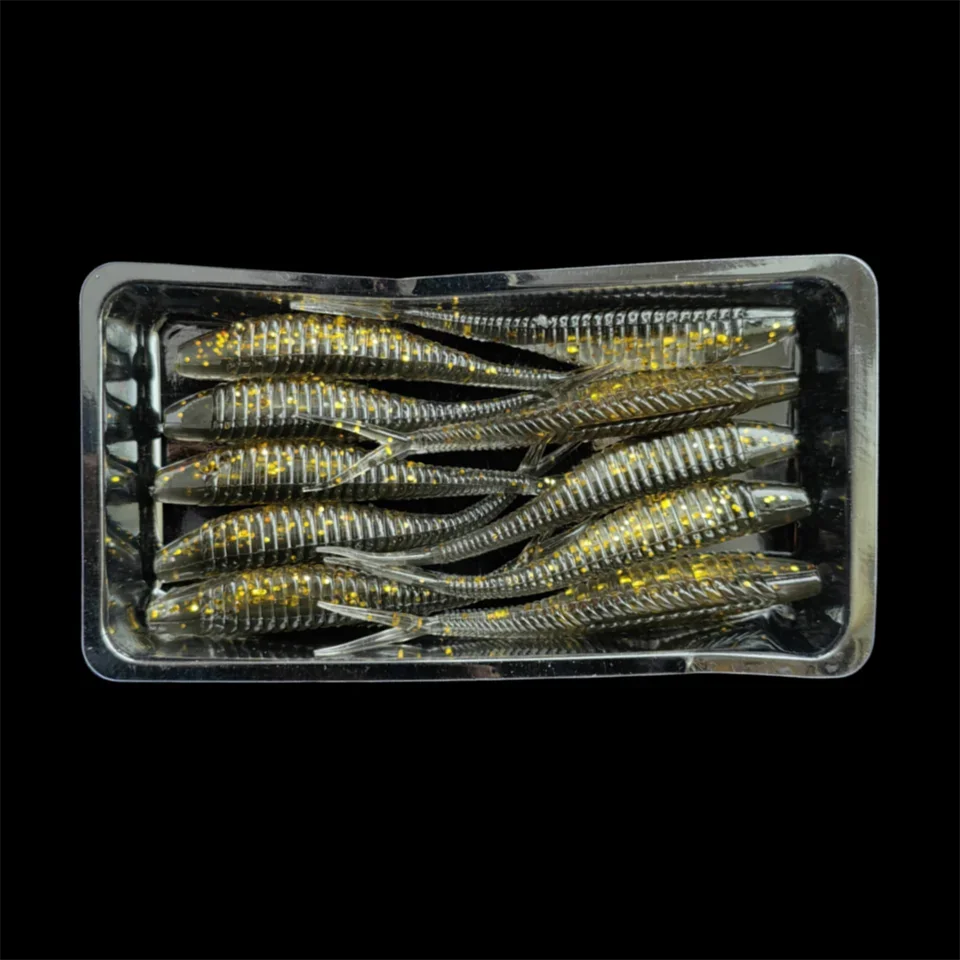 MUKUN 10PCS New Fishing Lure Jerk Shad Bait Split tail Minnow Crankbait 70mm 1.8g Soft Plastic Swimbait for Bass Fishing