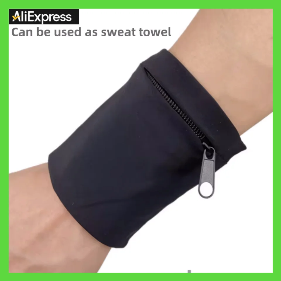 Cycling Arm Bag Wristband Lightweight Wrist Wallet Pouch Zipper Running Bags for Phone Key Card Sweatband Gym Fitness Sports