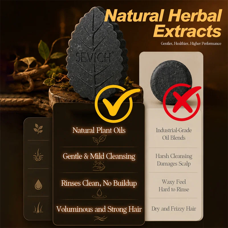 Handmade Black Soap 120g Natural Herbal Solid Hair Soap Anti Hair Loss Oil Control Strengthen Hair Roots Scalp Care Sulfate Free - view 5