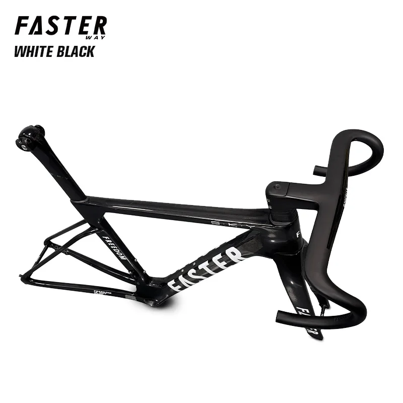 FASTERWAY Freedom كلاسيكي أسود الحصان إطارات الكربون دراجة الطريق الإطار مع شوكة Seatpost المشبك سماعة المقود 32C مكبح قرصي