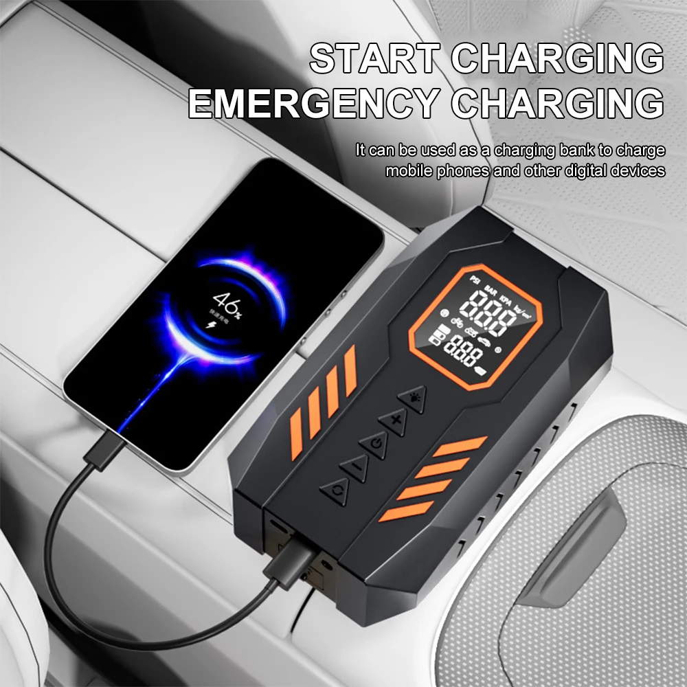 12V Car Emergency Starter Power Car Wireless Lithium Inflatable Pump Emergency Starting Power All-In-One Smart Inflatable Pump