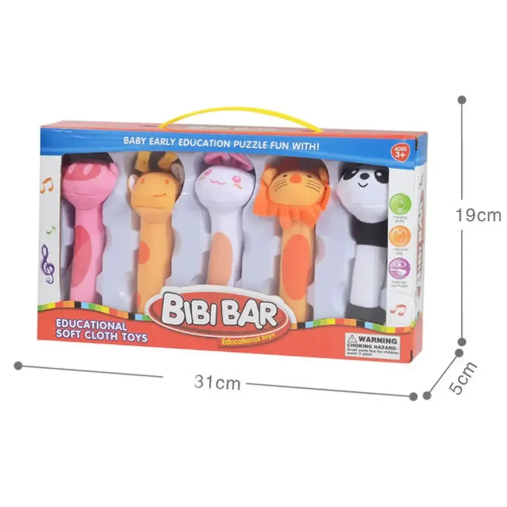 Giocattolo per bambini Peluche Sonaglio a mano Bb Stick Animale Bb Stick Sonaglio a mano Sonaglio in pile a mano per bambini Cartone animato Consegna veloce