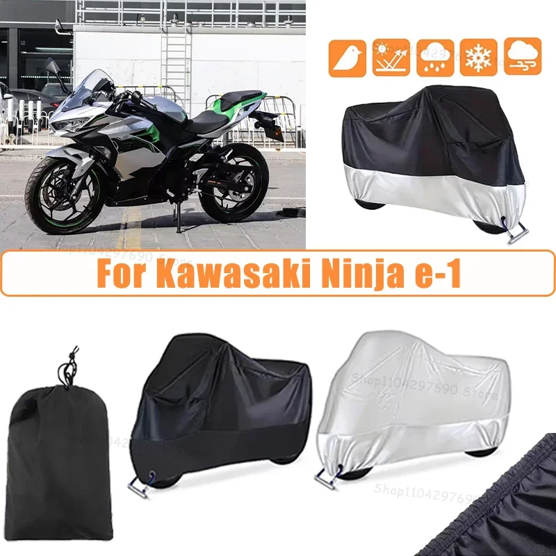 210D Oxford Motorcycle Cover Waterproof All Season UV Protection For Kawasaki Ninja e-1 Anti-Tear Windproof Motorbike Cover
