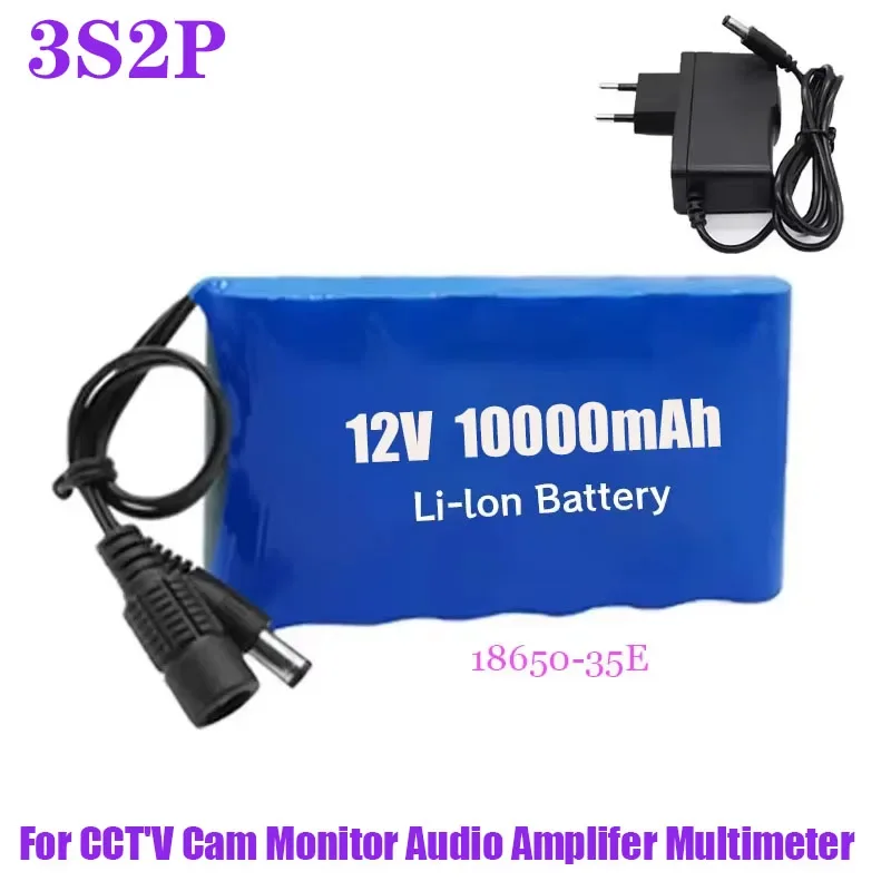 

12V 10000mAh 18650 Lithium Ion Battery Pack Rechargeable Batteries for CCTV Cam Monitor Audio Amplifier Multimeter