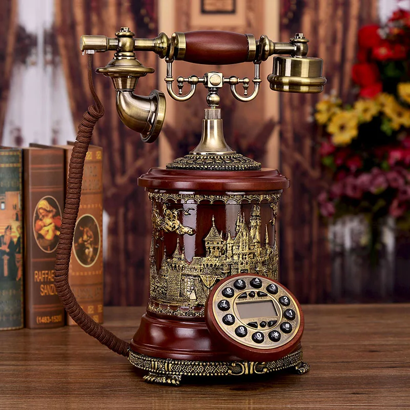 

Mu Yuzhen vintage home classical wired telephone villa wireless card insertion telephone European office landline