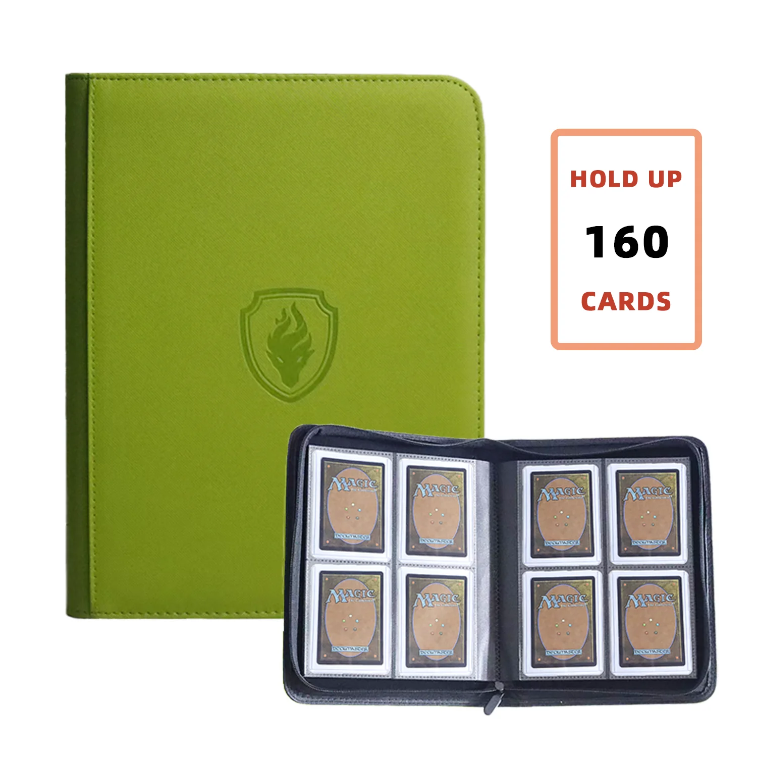Houdt 160 kaarten vast | Ruilkaartbinder voor 3"×4" kaarten |   Dubbelzijdig album met 4 zakken | PU lederen ritsmap voor TCG/sportkaarten