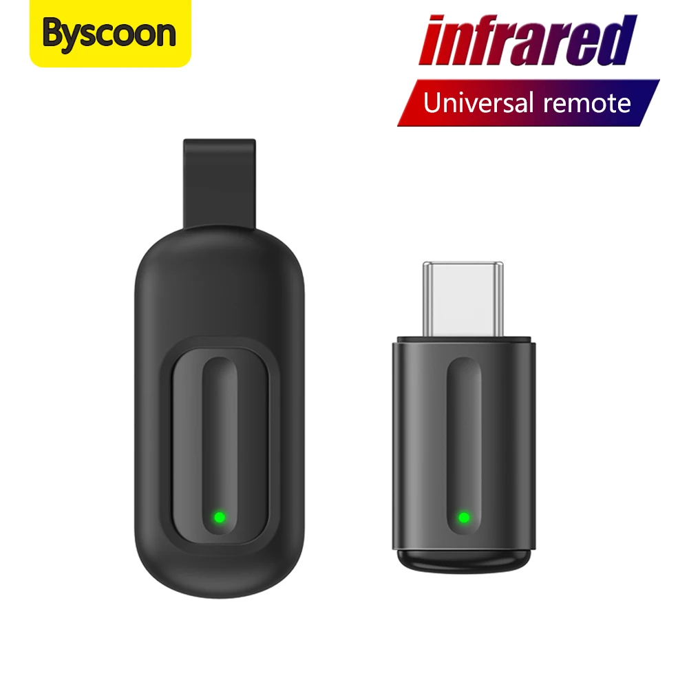 Byscoon Phone Infrared Transmitter For TV Box Air Conditioner Remote Control App Mini Adapter For iPhone Type-C Infrared Port