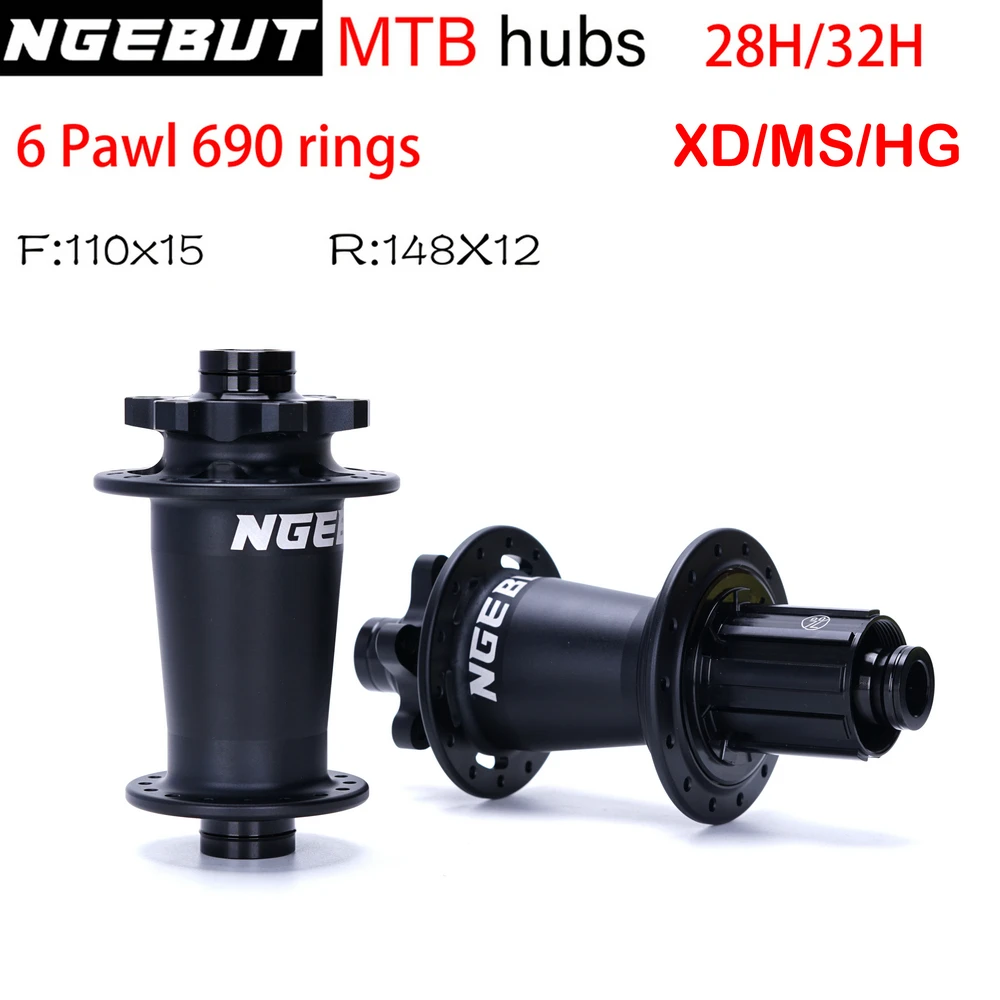 NGEBUT 690 Sound MTB Bicycle 6 Bolt Disc Brake Elbow Drum 28H/32H Boost HG/XD/MS 6 Pawl