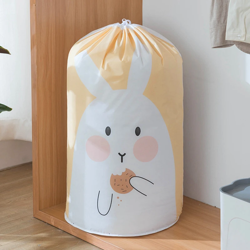 Cartoon Bear Collapsible Storage Bag Transparent Storage Organizers Clothes Blanket Baby Toys Basket Travel Suitcases Quilt Bags