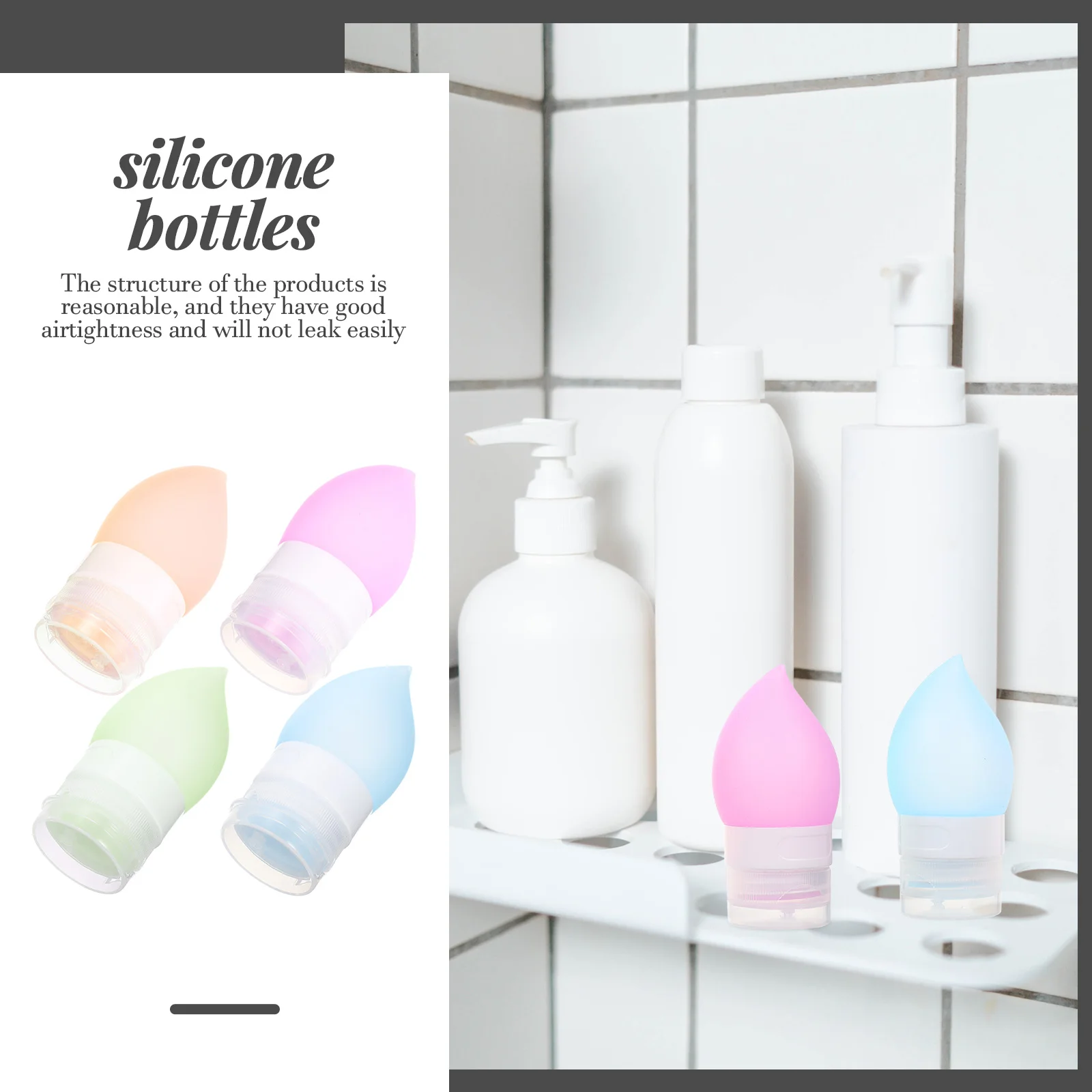 

4Pcs Travel Press Lotion Dispenser Bottles Portable Silicone Hair Shampoo Sub Bottles Leak Proof Empty Travel Toiletries