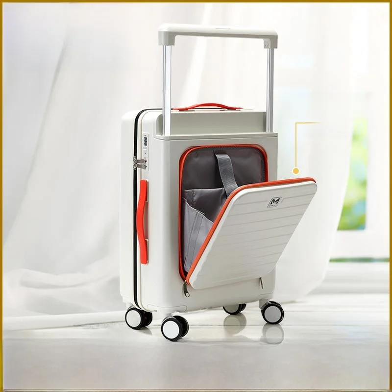 

Передняя открытая крышка Lage Маленький 20-дюймовый чемодан для ручной клади с боковой открытой дорожной коробкой с паролем Lo для мужчин и женщин