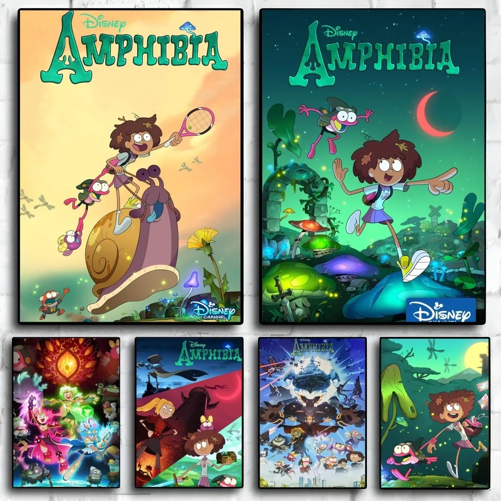 1PC Disney Animation Amphibia Poster Self-adhesive Art Waterproof Paper Sticker Coffee House Bar Room Wall Decor