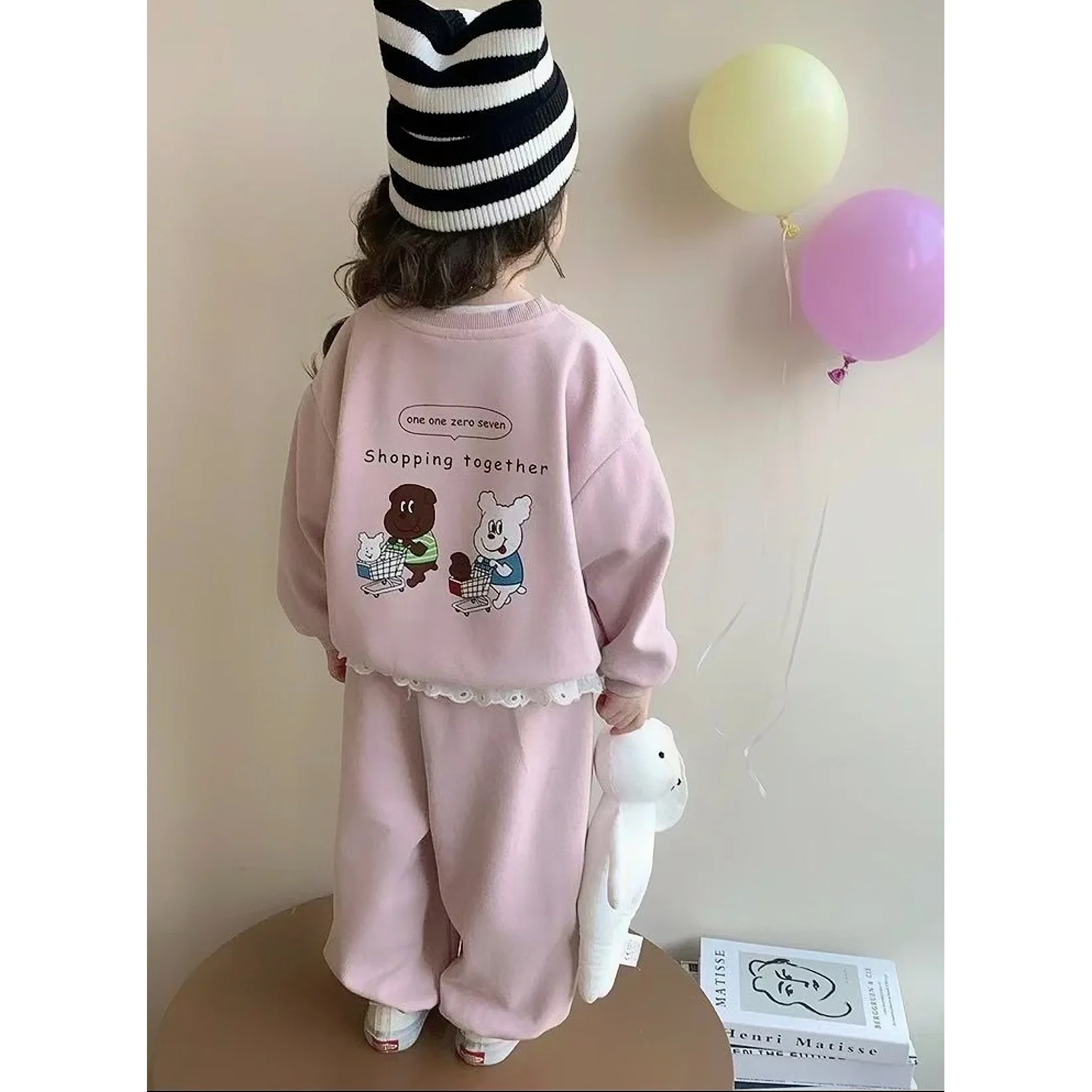 Girls' hoodie set, princess children's trendy and casual fashion, baby spring and autumn two-piece set, sportswear, children's c 4